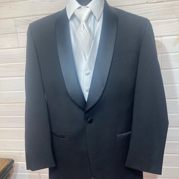 Men’s Black Shawl Lapel Tuxedo Dinner Jacket Formal Wedding Party - Picture 3 of 5
